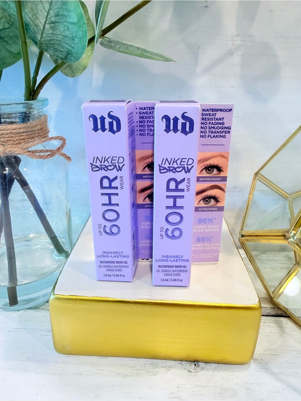 Urban Decay Inked Brow Gel 60HR Waterproof Eyebrow Makeup Bundle Brown Sugar NWT